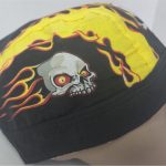 HEADWRAP, FLAMING SKULLS